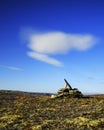 Stone pyramid on the top of mountain Royalty Free Stock Photo