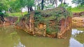 Stone quarry floods small island in the middle Royalty Free Stock Photo