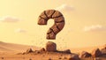 Stone Question Mark in Desert Landscape Royalty Free Stock Photo