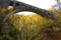 Stone railway bridge across Vintgar gorge near Bled