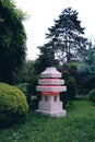 Stone red lantern in japanese garden Royalty Free Stock Photo