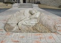 Stone relief sculpture in front of the Will Rogers Memorial Museum, Claremore, Oklahoma