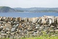 Stone retaining wall by the ocean Royalty Free Stock Photo