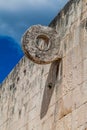 Stone ring at the great ball game court in the Mayan archeological site Chichen Itza, Mexi