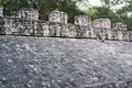 The stone ring on sloping side of the Ball Court at the Mayan Co