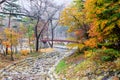Stone river bed at Seoraksan national park during autumn season.