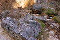 Stone in the road to the winter station and spa Poiana Brasov. Royalty Free Stock Photo