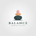 Stone rock balancing zen logo wellness vector emblem illustration design Royalty Free Stock Photo