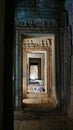 Stone rock door interior decoration in Bayon Temple in Angkor wat complex, Siem Reap Cambodia Royalty Free Stock Photo