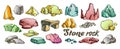 Stone Rock Gravel Collection Color Set Vector