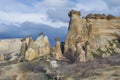 Stone rock mushrooms in the vicinity of Goreme. Cappadocia, Turkey