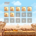 Stone and rocks desert game background with user interface UI in cartoon style