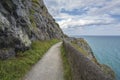 Stone rocks mountain path at Irish seacoast Royalty Free Stock Photo