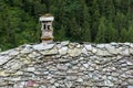 Stone roof with chimney, Cuneaz (Italy)