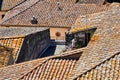 stone roof tiles of historic houses in the city of Sorano Royalty Free Stock Photo