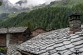 Stone roofs of a Walser village, Cuneaz (Italy)