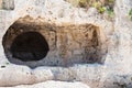 Stone room in artificial cave of Greek theater