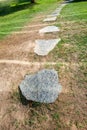 Stone round path, stones in a row