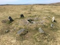 Double row of standing stones on Dartmoor, Merrivale, UK Royalty Free Stock Photo