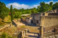 A stone ruin of the city Pompei near volcano Vesuv