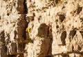 Stone ruined wall collapses in parts