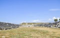 The stone ruins of ancient antic stadium in Perge, Antalya, Turkey