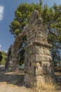 Stone ruins of houses and the street of the ancient city of Phaselis. Royalty Free Stock Photo