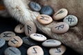 Stone runes on the fur Royalty Free Stock Photo