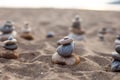 stone sculpture on the beach, beautiful pebble tower Royalty Free Stock Photo