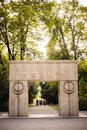 The stone sculpture called The Gate of the Kiss, the work of sculptor Constantin Brancusi. Royalty Free Stock Photo