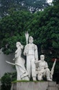 Stone sculpture carving warriors hero statue monument of Tuong Dai Quyet Tu park for vietnamese people and foreign travelers