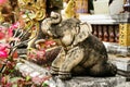 Stone sculpture of elephant near to Thai Buddhist temple. Royalty Free Stock Photo