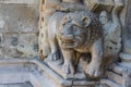 Stone sculpture in the form of a lion in Vaidahunyad Castle in Budapest. Hungary Royalty Free Stock Photo