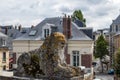 Stone sculpture of a lion, emblem of the castle in Dieppe.