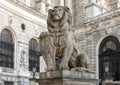 Stone sculpture Lion with Shield, Neue Burg or New Castle, Vienna, Austria Royalty Free Stock Photo