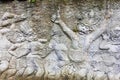 Stone sculptures covered in Ubud Monkey Forest Sanctuary