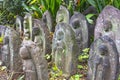 Stone sculptures depicting Japanese Buddhist deities in the Tamonji temple. Royalty Free Stock Photo