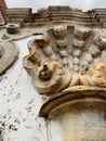 Stone sculture fountain at colonial city of Ouro Preto, Minas Gerais, Brazil. Baroque rococo archictecture