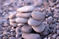 Stone on sea shore closeup. pebbles stacked on the beach Royalty Free Stock Photo