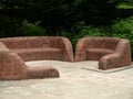 Stone seating sculpture at Rufford abbey nottingham near sherwood forest UK