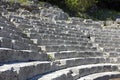 Stone seats for the audience in the Roman amphitheater at Butrint, Albania