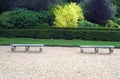 Stone seats or benches in Blenheim Palace Garden, England