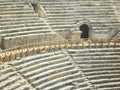 Stone seats on the stands in the ruins of the amphitheater in Hierapolis one of the largest ancient cities in Turkey