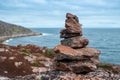 Stone seid. View of Barents Sea near Teriberka Kola Peninsula, Russia. Royalty Free Stock Photo