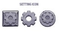 Stone settings icons round and square gear.