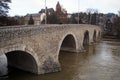 Stone seven-arched Old Lahnbridge, spanning the river Lahn in the historic old town, Wetzlar, Germany