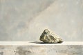 Stone with shadow on concrete wall,  rendering,   digital drawing Royalty Free Stock Photo