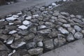 stone shoring on the river bank