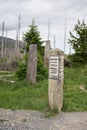 Stone signpost in the Harz National Park