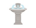 Stone single level fountain street decoration architecture vector illustration isolated on white background